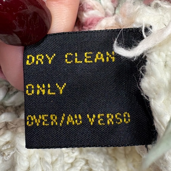 VTG Lizsport Chunky Handknit Cropped Cardigan Women’s Size S Cream Grandmacore - Picture 13 of 15